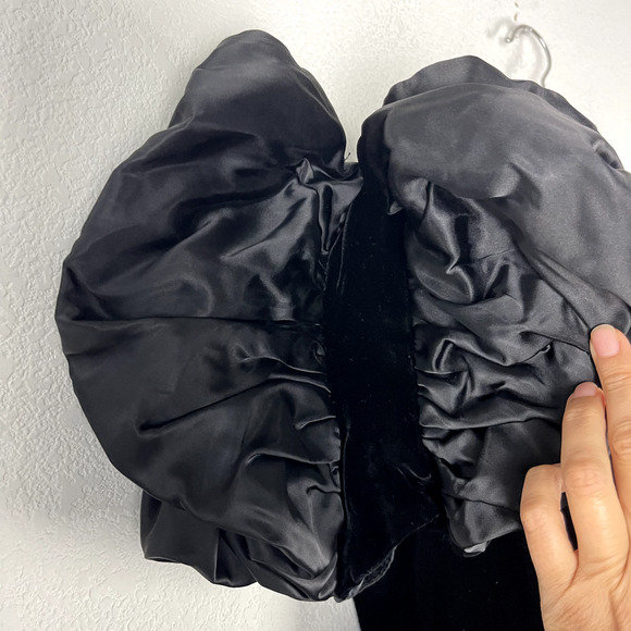 VTG Victor Costa Formal Dress Womens 8 Ruffle Velvet Satin Whimsigoth 80s Witchy - Picture 7 of 16